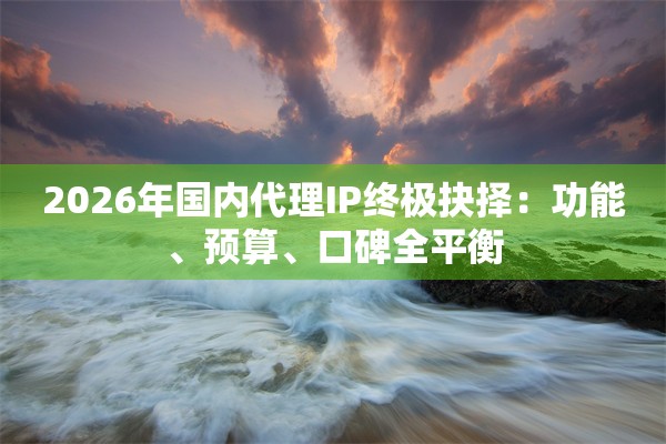 2026年国内代理IP终极抉择:功能、预算、口碑全平衡