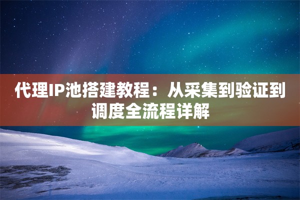 代理IP池搭建教程:从采集到验证到调度全流程详解