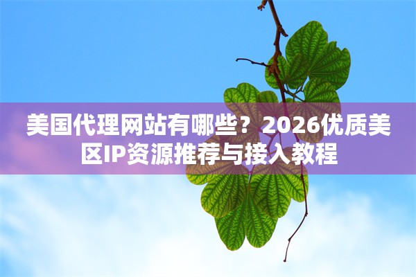 美国代理网站有哪些？2026优质美区IP资源推荐与接入教程