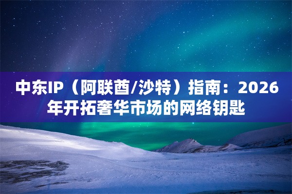 中东IP（阿联酋/沙特）指南：2026年开拓奢华市场的网络钥匙