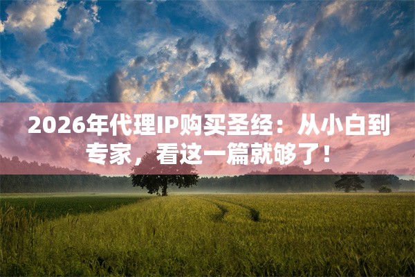 2026年代理IP购买圣经：从小白到专家，看这一篇就够了！