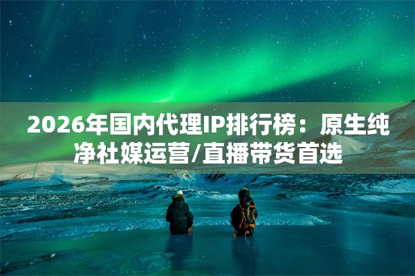 2026年国内代理IP排行榜：原生纯净社媒运营/直播带货首选