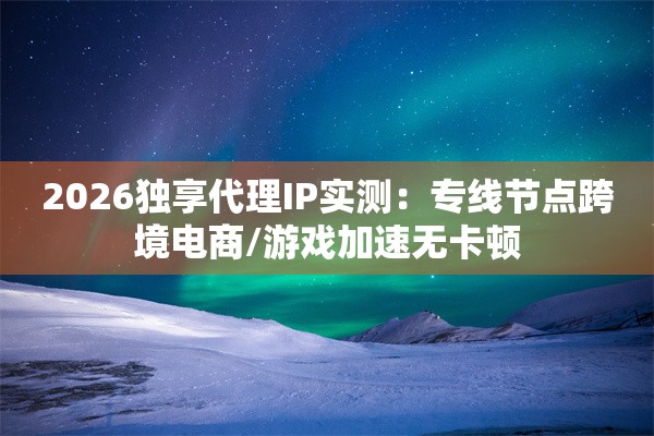 2026独享代理IP实测：专线节点跨境电商/游戏加速无卡顿