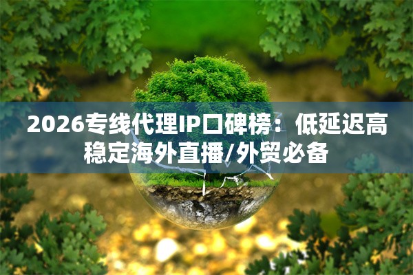 2026专线代理IP口碑榜：低延迟高稳定海外直播/外贸必备