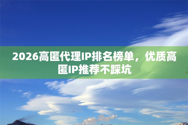 2026高匿代理IP排名榜单，优质高匿IP推荐不踩坑