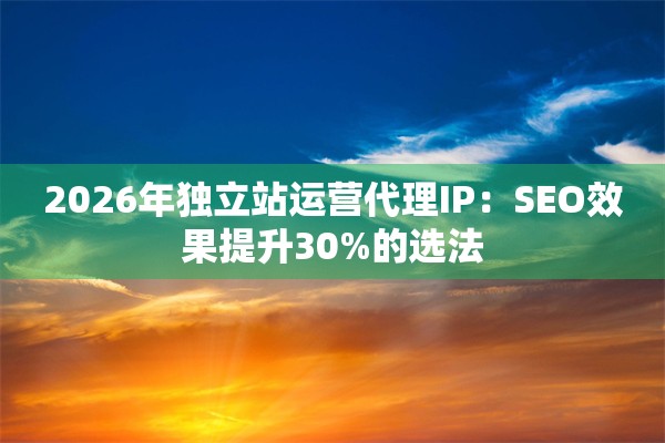 2026年独立站运营代理IP:SEO效果提升30%的选法