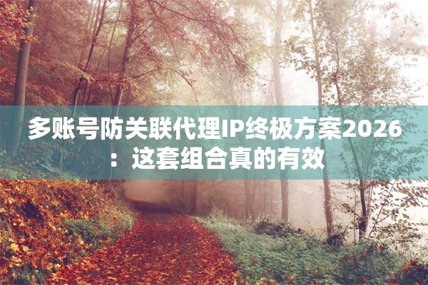 多账号防关联代理IP终极方案2026：这套组合真的有效