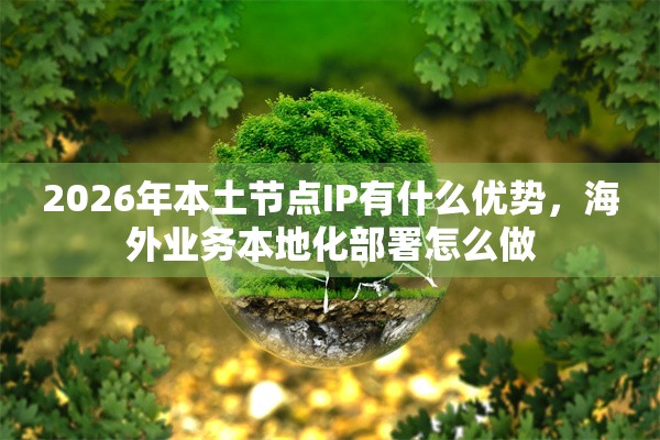 2026年本土节点IP有什么优势，海外业务本地化部署怎么做