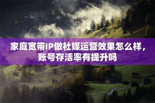 家庭宽带IP做社媒运营效果怎么样，账号存活率有提升吗