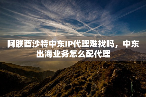 阿联酋沙特中东IP代理难找吗，中东出海业务怎么配代理