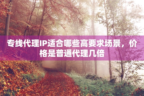 专线代理IP适合哪些高要求场景,价格是普通代理几倍