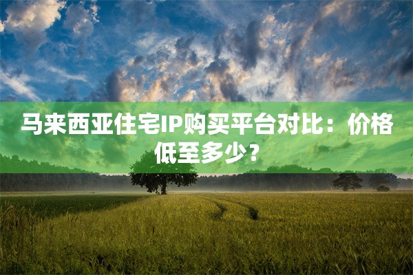 马来西亚住宅IP购买平台对比：价格低至多少？