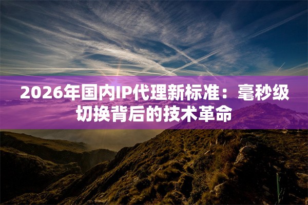2026年国内IP代理新标准:毫秒级切换背后的技术革命
