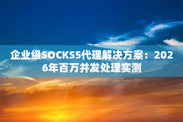 企业级SOCKS5代理解决方案：2026年百万并发处理实测