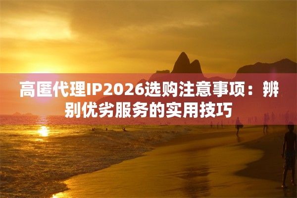 高匿代理IP2026选购注意事项：辨别优劣服务的实用技巧