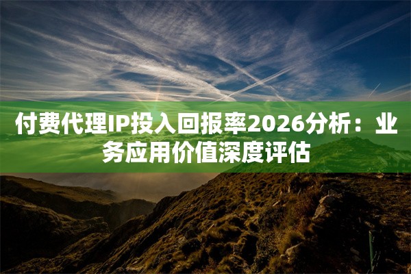 付费代理IP投入回报率2026分析：业务应用价值深度评估