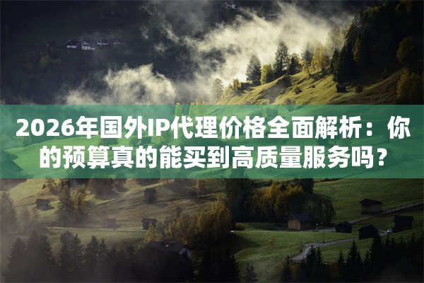 2026年国外IP代理价格全面解析：你的预算真的能买到高质量服务吗？