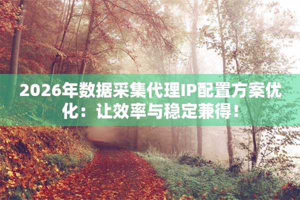 2026年数据采集代理IP配置方案优化：让效率与稳定兼得！