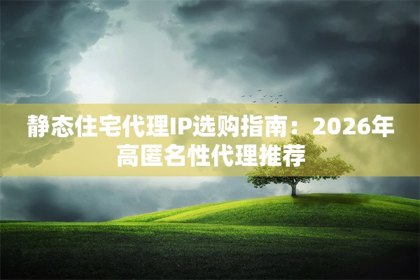 静态住宅代理IP选购指南：2026年高匿名性代理推荐