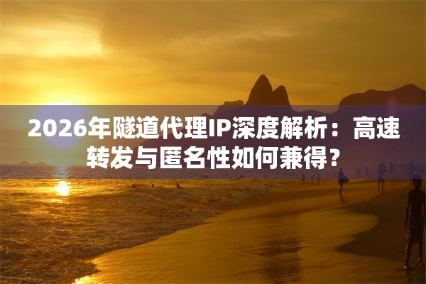 2026年隧道代理IP深度解析：高速转发与匿名性如何兼得？