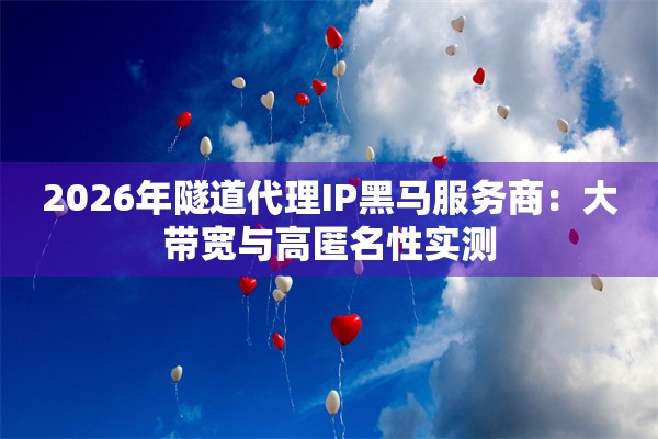2026年隧道代理IP黑马服务商：大带宽与高匿名性实测