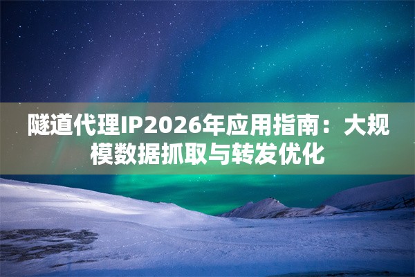 隧道代理IP2026年应用指南：大规模数据抓取与转发优化