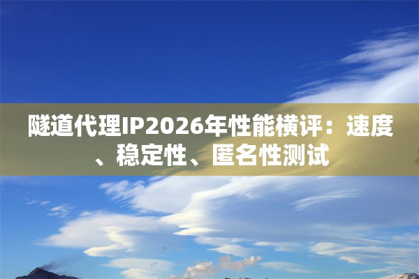 隧道代理IP2026年性能横评：速度、稳定性、匿名性测试
