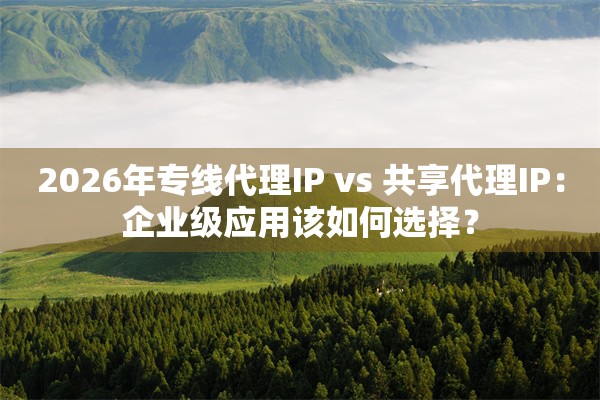 2026年专线代理IP vs 共享代理IP：企业级应用该如何选择？