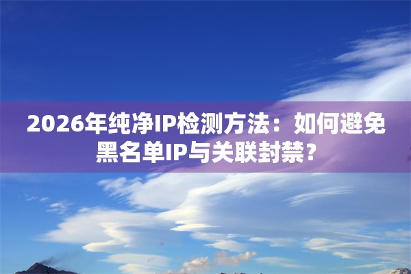 2026年纯净IP检测方法：如何避免黑名单IP与关联封禁？