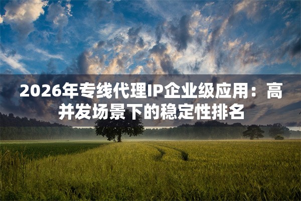 2026年专线代理IP企业级应用：高并发场景下的稳定性排名