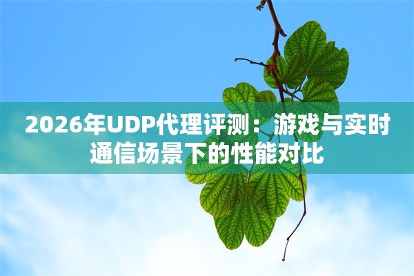 2026年UDP代理评测：游戏与实时通信场景下的性能对比