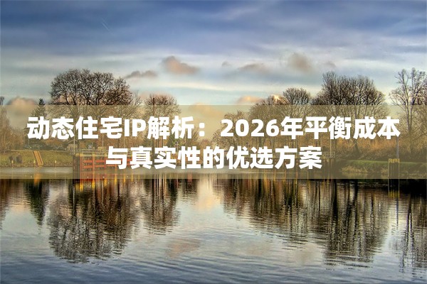 动态住宅IP解析：2026年平衡成本与真实性的优选方案