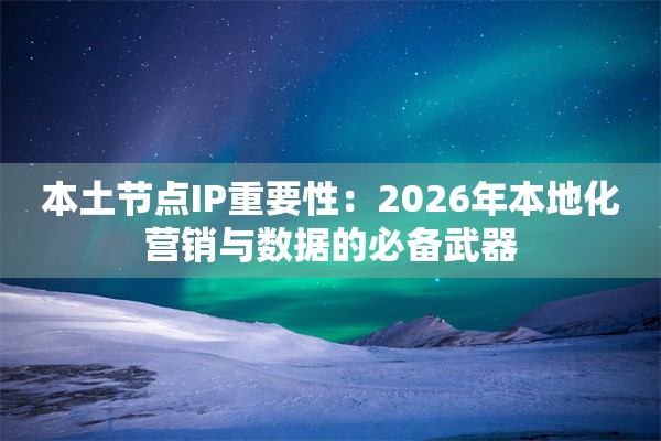 本土节点IP重要性：2026年本地化营销与数据的必备武器