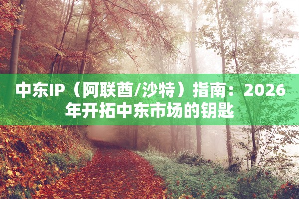 中东IP（阿联酋/沙特）指南：2026年开拓中东市场的钥匙