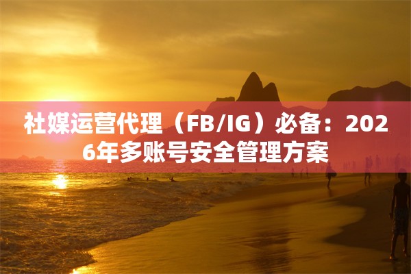 社媒运营代理（FB/IG）必备：2026年多账号安全管理方案