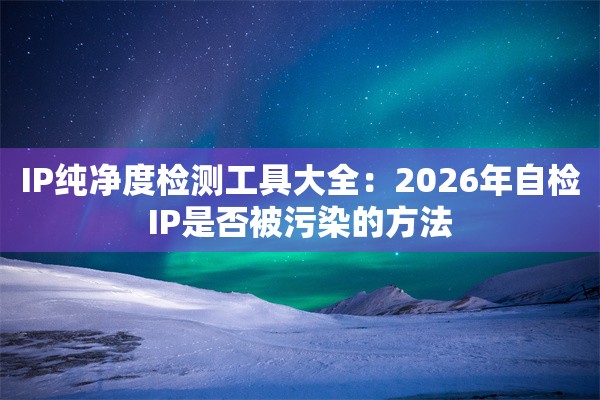 IP纯净度检测工具大全：2026年自检IP是否被污染的方法