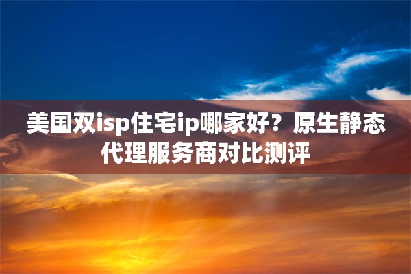 美国双isp住宅ip哪家好？原生静态代理服务商对比测评
