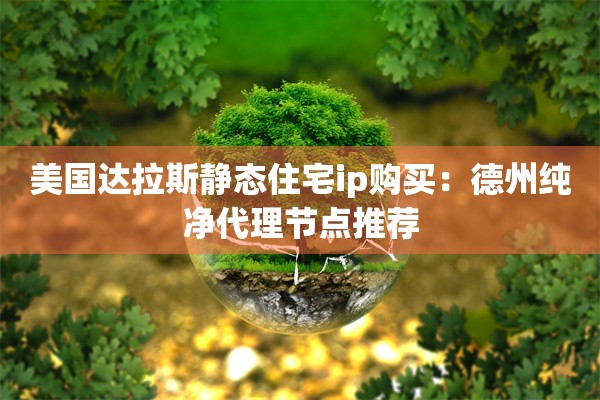 美国达拉斯静态住宅ip购买：德州纯净代理节点推荐