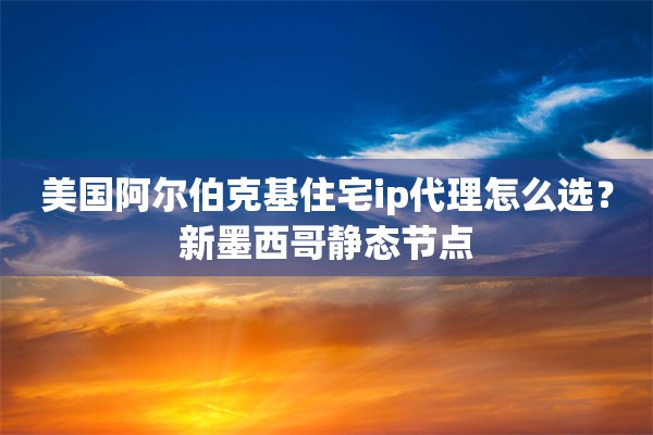 美国阿尔伯克基住宅ip代理怎么选？新墨西哥静态节点