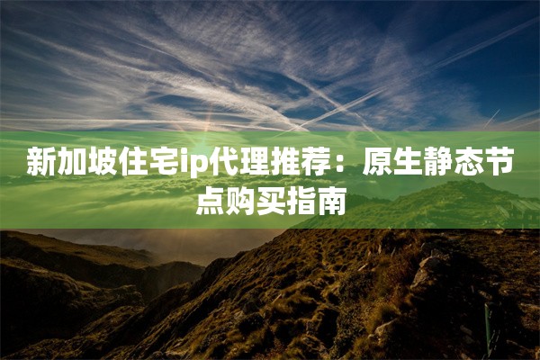 新加坡住宅ip代理推荐：原生静态节点购买指南