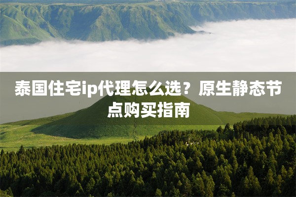 泰国住宅ip代理怎么选？原生静态节点购买指南