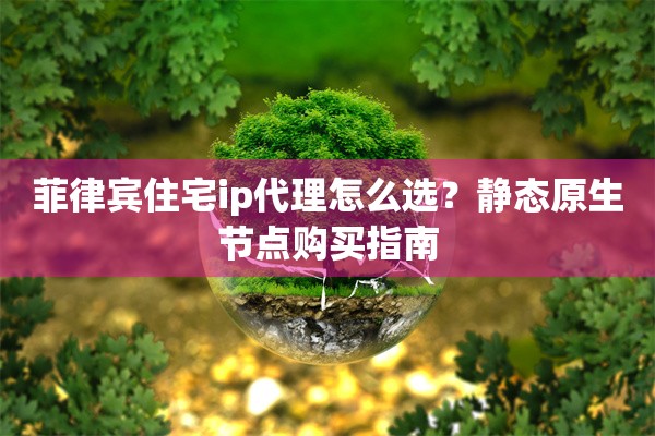 菲律宾住宅ip代理怎么选？静态原生节点购买指南