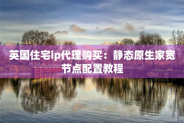 英国住宅ip代理购买：静态原生家宽节点配置教程