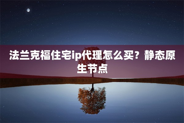 法兰克福住宅ip代理怎么买？静态原生节点
