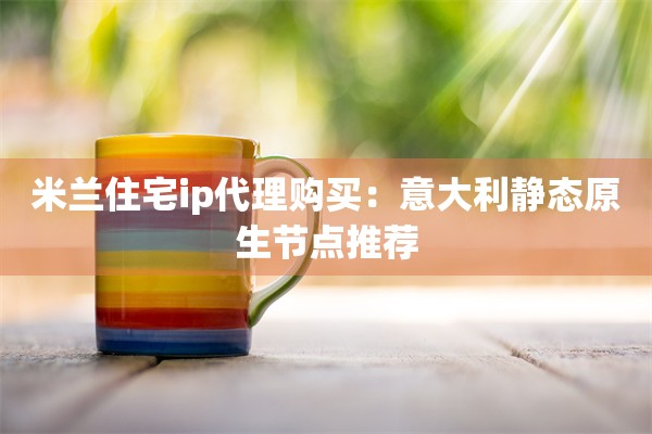 米兰住宅ip代理购买：意大利静态原生节点推荐
