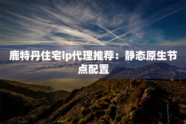 鹿特丹住宅ip代理推荐：静态原生节点配置