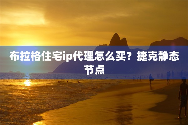 布拉格住宅ip代理怎么买？捷克静态节点
