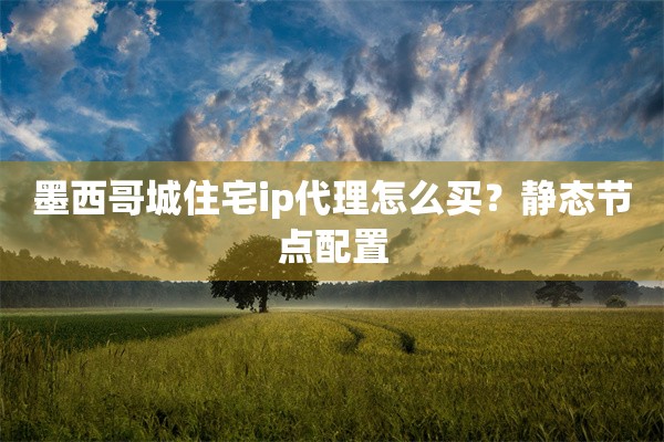 墨西哥城住宅ip代理怎么买?静态节点配置