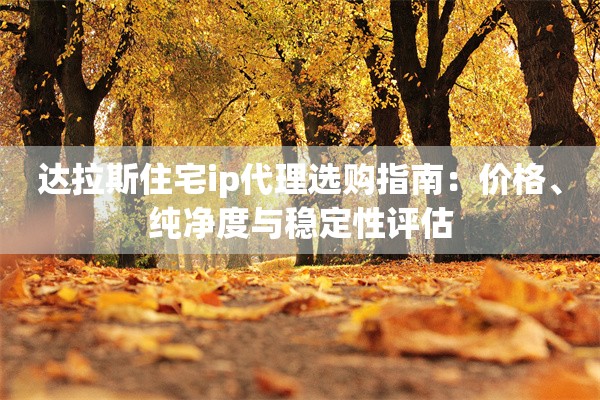 达拉斯住宅ip代理选购指南:价格、纯净度与稳定性评估