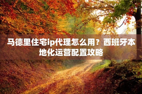 马德里住宅ip代理怎么用?西班牙本地化运营配置攻略